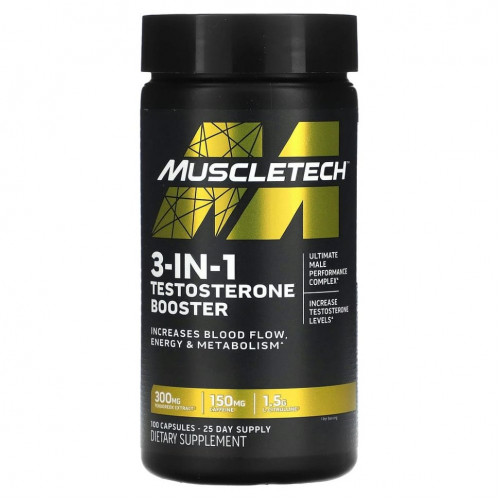 MuscleTech, Бустер тестостерона 3 в 1, 100 капсул