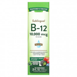 Nature's Truth, Сублингвальный витамин B12, натуральные ягоды, 10 000 мкг, 59 мл (2 жидк. Унции)