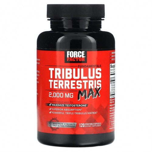 Force Factor, Fundamentals, Tribulus Terrestris Max, 500 мг, 120 растительных капсул