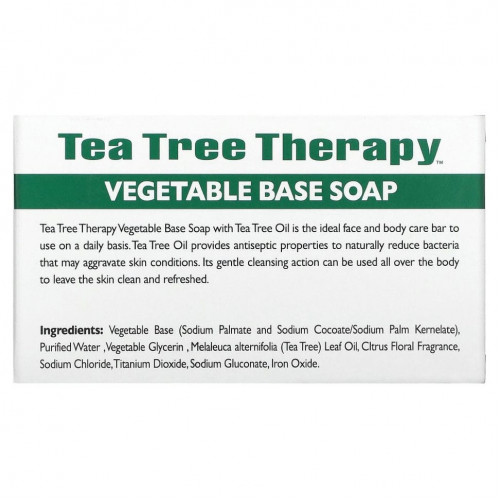 Tea Tree Therapy, Мыло на растительной основе, с маслом чайного дерева, брусок 110 г (3,9 унции)