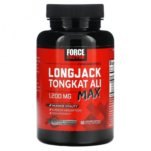 Force Factor, Fundamentals, LongJack Tongkat Ali Max, 1200 мг, 60 растительных капсул