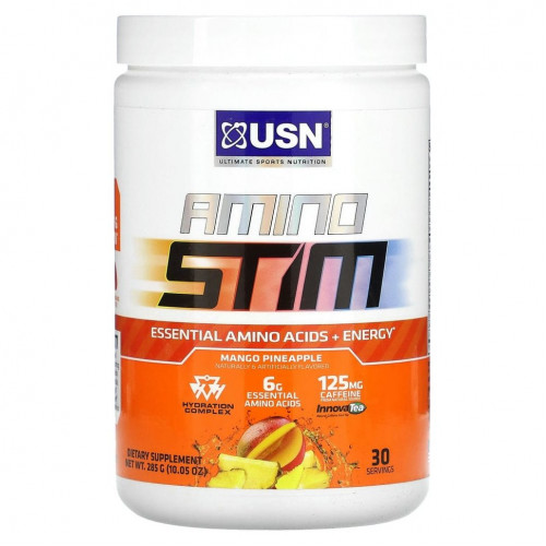 USN, Amino Stim, незаменимые аминокислоты и энергия, манго и ананас, 285 г (10,05 унции)