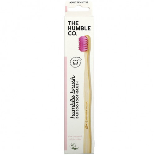 The Humble Co., Humble Bamboo Toothbrush, для взрослых чувствительных людей, розовый цвет, 1 зубная щетка