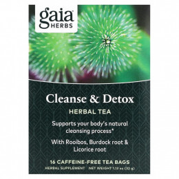 Gaia Herbs, очищение и детокс, без кофеина, 16 чайных пакетиков, 32 г (1,13 унции)