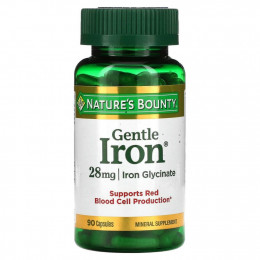 Nature's Bounty, Gentle Iron, железо, 28 мг, 90 капсул