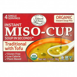 Edward & Sons, Instant Miso-Cup, мисо-суп быстрого приготовления, традиционный рецепт с тофу, 4 порции, 36 г (1,3 унции)