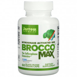 Jarrow Formulas, BroccoMax, сульфорафан глюкозинолат (SGS), активированный мирозиназой, 60 растительных капсул с отсроченным высвобождением