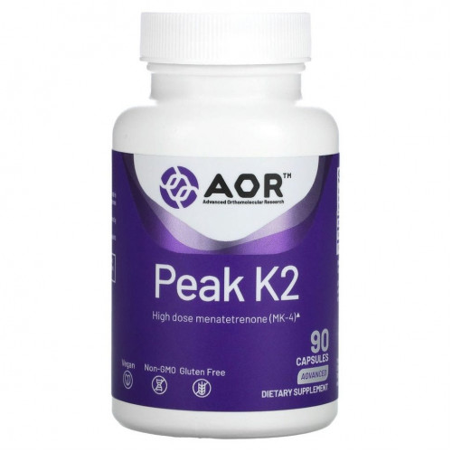 Advanced Orthomolecular Research AOR, Peak K2, 90 вегетарианских капсул