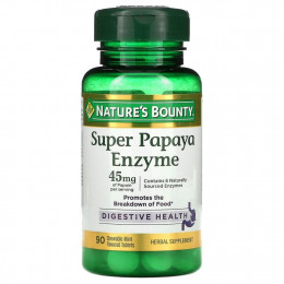 Nature's Bounty, Super Papaya Enzyme, мята, 15 мг, 90 жевательных таблеток