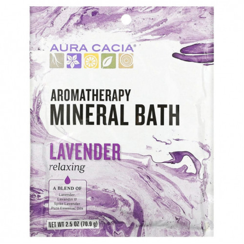 Aura Cacia, Aromatherapy Mineral Bath, расслабляющая лаванда, 70,9 г (2,5 унций)