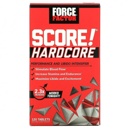 Force Factor, SCORE! Hardcore, средство для повышения производительности и либидо, 120 таблеток