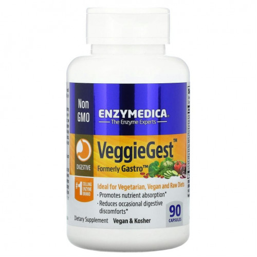 Enzymedica, VeggieGest, (предыдущее название Gastro), 90 капсул