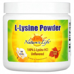 Nature's Life, L-Lysine в порошке, без вкусовых добавок, 200 г