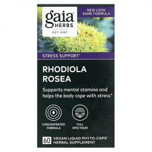 Gaia Herbs, Rhodiola Rosea, 60 растительных капсул с жидкостью