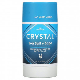 Crystal Body Deodorant, Обогащенный магнием дезодорант, морская соль + шалфей, 70 г (2,5 унции)