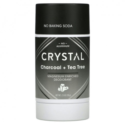 Crystal Body Deodorant, Обогащенный магнием дезодорант, древесный уголь + чайное дерево, 2,5 унции (70 г)