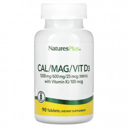 NaturesPlus, Cal / Mag / Vit D3 с витамином K2`` 90 таблеток