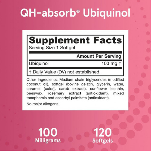 Jarrow Formulas, Убихинол QH-Absorb, 100 мг, 120 мягких желатиновых капсул