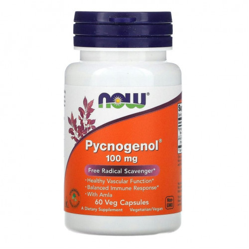 NOW Foods, Pycnogenol, 100 мг, 60 растительных капсул