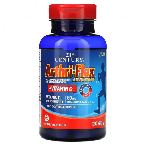 21st Century, Arthri-Flex Advantage с витамином D3, 120 таблеток, покрытых оболочкой