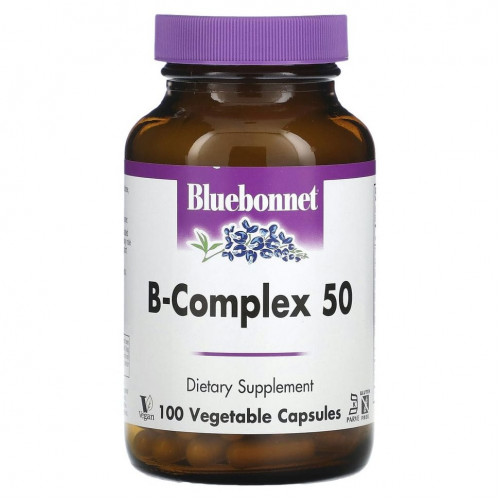 Bluebonnet Nutrition, B-Complex 50, витамины группы B, 100 вегетарианских капсул