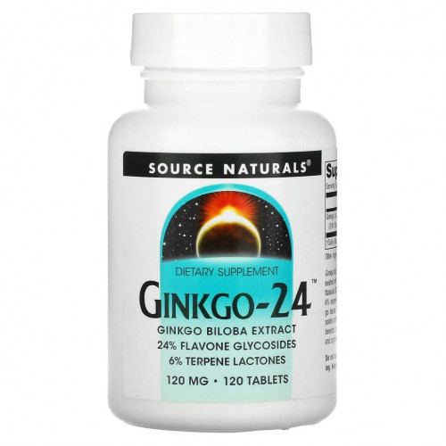 Source Naturals, Ginkgo-24, гинкго билоба,120 мг, 120 таблеток