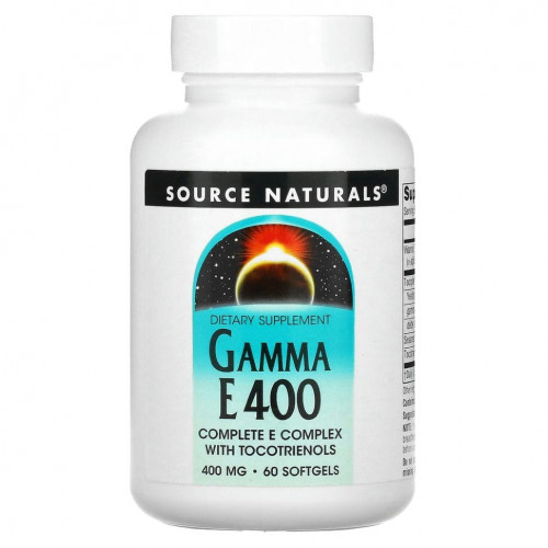 Source Naturals, комплекс Gamma E 400 с токотриенолами, 400 мг, 60 мягких таблеток