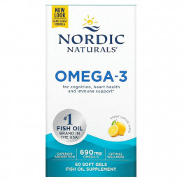 Nordic Naturals, Омега-3, с лимонным вкусом, 345 мг, 60 капсул