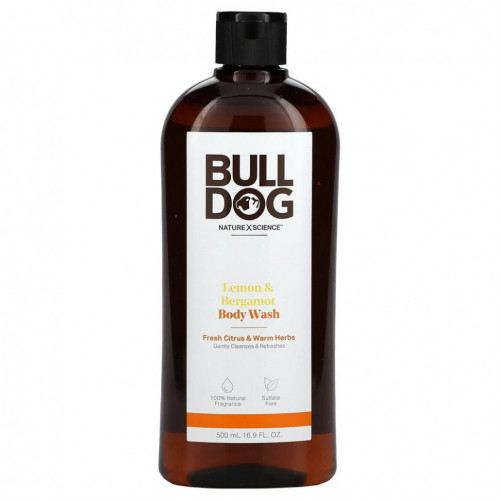 Bulldog Skincare For Men, гель для душа, лимон и бергамот, 500 мл (16,9 жидк. унций)