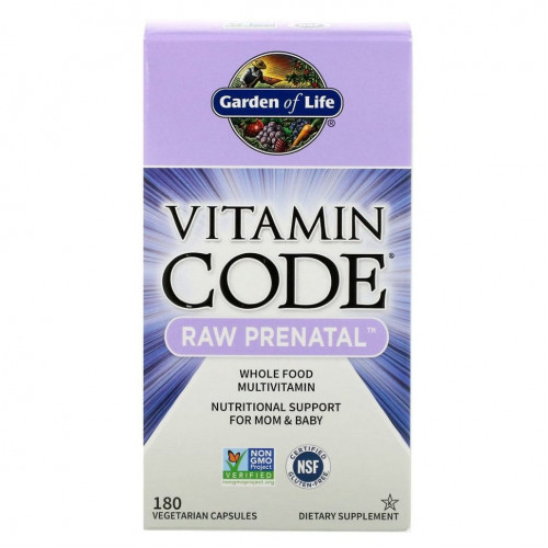 Garden of Life, Vitamin Code, RAW Prenatal, 180 вегетарианских капсул