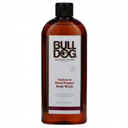 Bulldog Skincare For Men, гель для душа, ветивер и черный перец, 500 мл (16,9 жидк. унций)