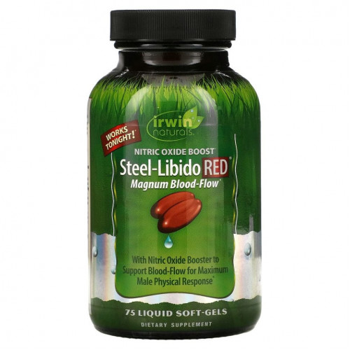 Irwin Naturals, Steel-Libido Red, Blood-Flow, 75 мягких желатиновых капсул с жидкостью