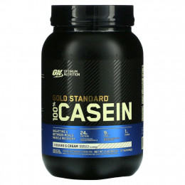 Optimum Nutrition, Gold Standard 100% Casein, казеин со вкусом печенья и сливок, 909 г (2 фунта)