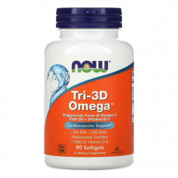 NOW Foods, Tri-3D Omega, жирные кислоты омега-3, 330 ЭПК / 220 ДГК, 90 капсул