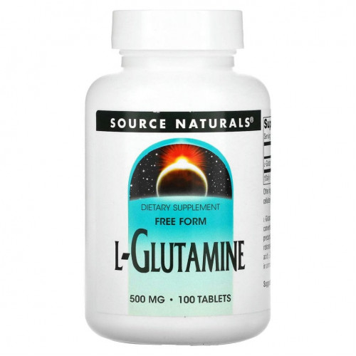 Source Naturals, L-глутамин, 500 мг, 100 таблеток