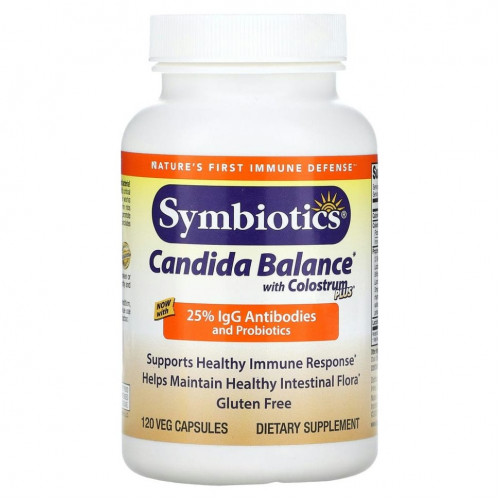 Symbiotics, Candida Balance с Colostrum Plus, 120 растительных капсул