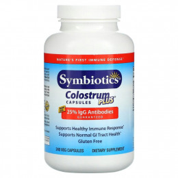 Symbiotics, Colostrum Plus, молозиво, 240 вегетарианских капсул