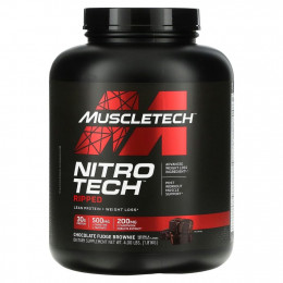 Muscletech, Nitro Tech Ripped, чистый протеин + состав для похудения, со вкусом брауни с шоколадной помадкой, 1,81 кг (4 фунта)