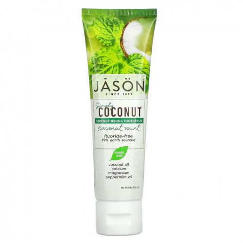 Jason Natural, Simply Coconut, укрепляющая зубная паста, кокос и мята, 119 г (4,2 унции)