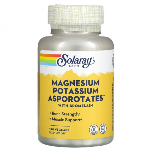 Solaray, Magnesium Potassium Asporotates, аспартат магния и калия, 120 растительных капсул