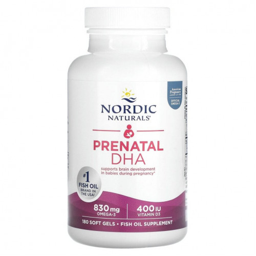 Nordic Naturals, Prenatal DHA, пренатальная ДГК, без добавок, 180 капсул