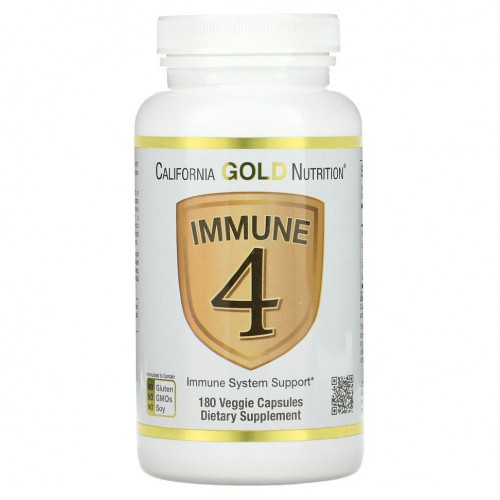 California Gold Nutrition, Immune 4, средство для укрепления иммунитета, 180 растительных капсул