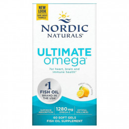 Nordic Naturals, Ultimate Omega, со вкусом лимона, 640 мг, 60 капсул