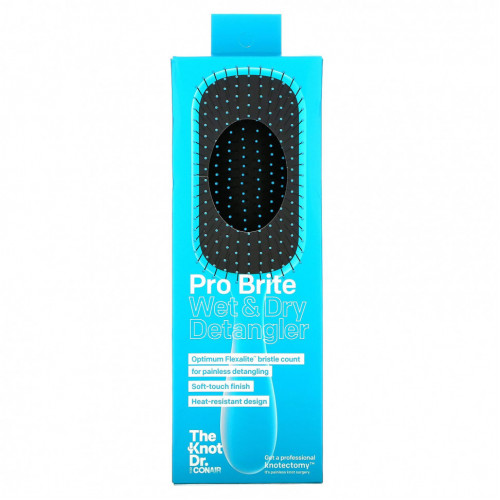 Conair, The Knot Dr, Pro Brite Wet & Dry, средство для расчесывания волос, синий, 1 кисть