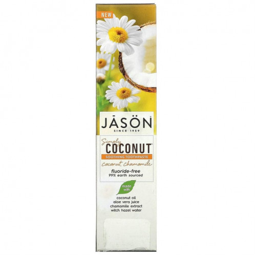 Jason Natural, Simply Coconut, успокаивающая зубная паста, кокосовая ромашка, 119 г (4,2 унции)