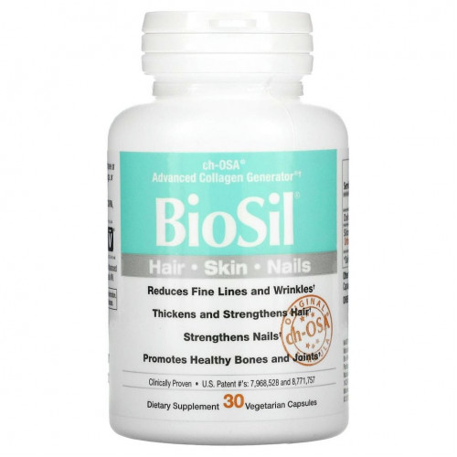 BioSil by Natural Factors, ch-OSA, улучшенный источник коллагена, 30 вегетарианских капсул