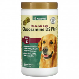 NaturVet, Glucosamine DS Plus, умеренный уход, уровень 2, 240 жевательных таблеток, 576 г (1 фунт 4 унции)