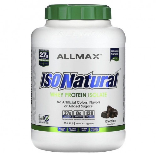 ALLMAX Nutrition, IsoNatural, 100% ультра-чистый изолят сывороточного белка, шоколадный, 5 фунтов