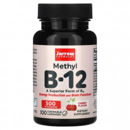 Jarrow Formulas, метил B-12, вишневый вкус, 500 мкг, 100 жевательных леденцов