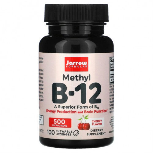 Jarrow Formulas, метил B-12, вишневый вкус, 500 мкг, 100 жевательных леденцов